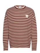 Wwtya Striped Over D Jumper Tops Knitwear Round Necks Brown Double A B...