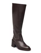 Boots - Block Heel Korkeavartiset Saapikkaat Brown ANGULUS