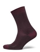 Pernille Glitter Socks Lingerie Socks Regular Socks Burgundy Mp Denmar...