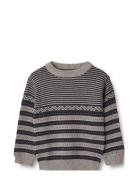 Knit Pullover Janus Tops Knitwear Pullovers Navy Wheat