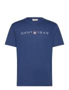 Printed Graphic Ss T-Shirt Tops T-shirts Short-sleeved Blue GANT