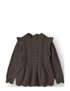 Alilly Peplum Pullover Tops Knitwear Pullovers Brown Fliink