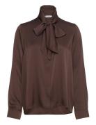 Miki Blouse Tops Blouses Long-sleeved Brown Ahlvar Gallery