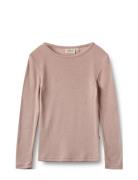 Wool T-Shirt L/S Alfie Tops T-shirts Long-sleeved T-shirts Pink Wheat