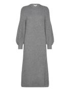 Objditte Re L/S Knit Midi Dress Noos Polvipituinen Mekko Grey Object
