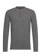 Merchant Grandad Top Tops T-shirts Long-sleeved Grey Superdry