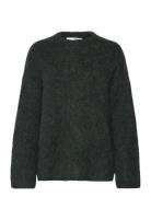 Slfgabella Ls Knit O-Neck Camp Tops Knitwear Jumpers Black Selected Fe...