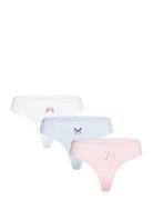 3-Pack Printed Rib Cotton Thongs Stringit Alusvaatteet White Monki