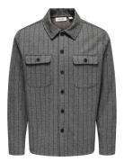 Onskodyl Pinstripe Overshirt Tops Overshirts Grey ONLY & SONS