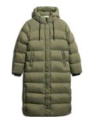 Ripstop Longline Puffer Jacket Topattu Pitkä Takki Khaki Green Superdr...