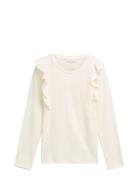 Ruffle Longsleeve Tops T-shirts Long-sleeved T-shirts White Tom Tailor