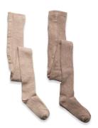 Wool Stocking - Rib 2-Pack Sukkahousut Beige Minymo