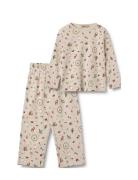 Nightwear Picoting Mila Pyjamasetti Pyjama Cream Wheat