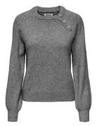 Onllauren Life Ls O-Neck Button Knt Tops Knitwear Jumpers Grey ONLY