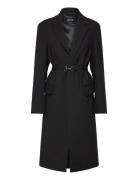 Structured Double Fabric Coat With Belt Villakangastakki Pitkä Takki B...