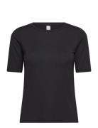 Modal Shortsleeved T-Shirt Tops T-shirts & Tops Short-sleeved Black CC...