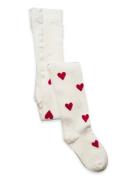 Tights Sg Cotton W Hearts Chri Sukkahousut White Lindex