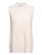 Rib O-Neck Long Vest Vests Knitted Vests White Davida Cashmere