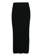 Rib Skirt Pitkä Hame Black Davida Cashmere