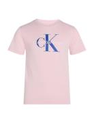 Ck Monogram Ss T-Shirt Tops T-shirts Short-sleeved Pink Calvin Klein