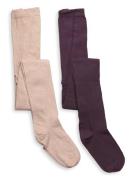 2-Pack Stockings W. Pattern Sukkahousut Purple Minymo