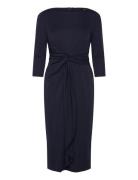 Twist-Front Stretch Jersey Midi Dress Polvipituinen Mekko Navy Lauren ...