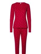 Henley Pyjama Aop Pyjama Red Lindex