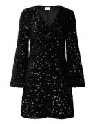 Vibarina Wide Sleeve Glitter Dress Lyhyt Mekko Black Vila