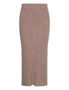 Rib Skirt Pitkä Hame Beige Davida Cashmere