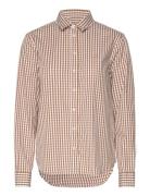 Reg Broadcloth Gingham Shirt Tops Shirts Long-sleeved Brown GANT