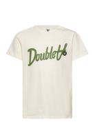 Ola Junior Script & Badge T-Shirt Tops T-shirts Short-sleeved Cream Do...