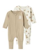 Nbnnightsuit 2P Zip Ff Jet Bear Noos Pyjama Sie Jumpsuit Haalari White...