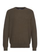 Mesh-Knit Cotton Crewneck Sweater Tops Knitwear Round Necks Green Polo...