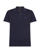 Oxford Stripe Reg Polo Tops Polos Short-sleeved Navy Tommy Hilfiger
