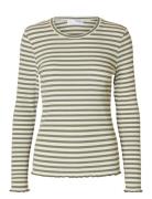 Slfanna Ls Crew Neck Tee Str S Tops T-shirts & Tops Long-sleeved Green...