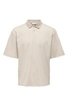 Onscaspian Aut Ss Polo Tops Polos Short-sleeved Cream ONLY & SONS