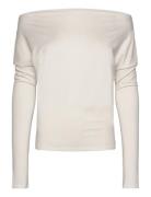 Drapy Long Sleeve Top Tops T-shirts & Tops Long-sleeved Cream Weekday