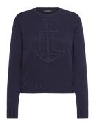 Anchor-Logo Combed Cotton Sweater Tops Knitwear Jumpers Navy Lauren Ra...