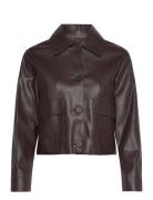 Leather-Effect Jacket With Pockets Nahkatakki Brown Mango