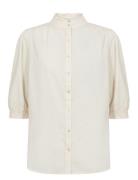 Sc-Caliste Tops Shirts Short-sleeved Cream Soyaconcept