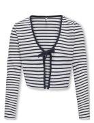 Kognella Striped L/S Cardigan Jrs Tops Knitwear Cardigans White Kids O...