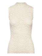 Rwdelicia Sl Regular Top Tops T-shirts & Tops Sleeveless Cream Rosemun...