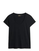 Scoop Neck Tee Tops T-shirts & Tops Short-sleeved Black Superdry