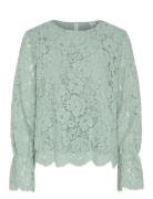 Yasperla Ls Lace Top S. Noos Tops Blouses Long-sleeved Green YAS
