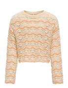 Kogdonna Ls O-Neck Stripe Structure Knt Tops Knitwear Pullovers Cream ...