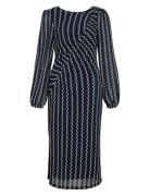 Viellen O-Neck L/S Midi Dress/Dc Polvipituinen Mekko Navy Vila