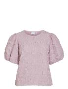 Visophia O-Neck 2/4 Top/Dc Tops Blouses Short-sleeved Pink Vila