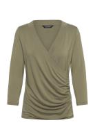 Rayon Spandex Jrsy-3\4-Knt Tops Blouses Long-sleeved Green Lauren Ralp...