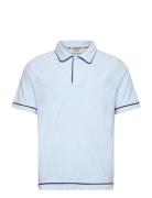 Towelling Relaxed-Fit Polo Tops Polos Short-sleeved Blue Scotch & Soda