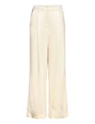 Sarah Elastic Waist Satin Pants Bottoms Trousers Wide Leg Yellow Malin...